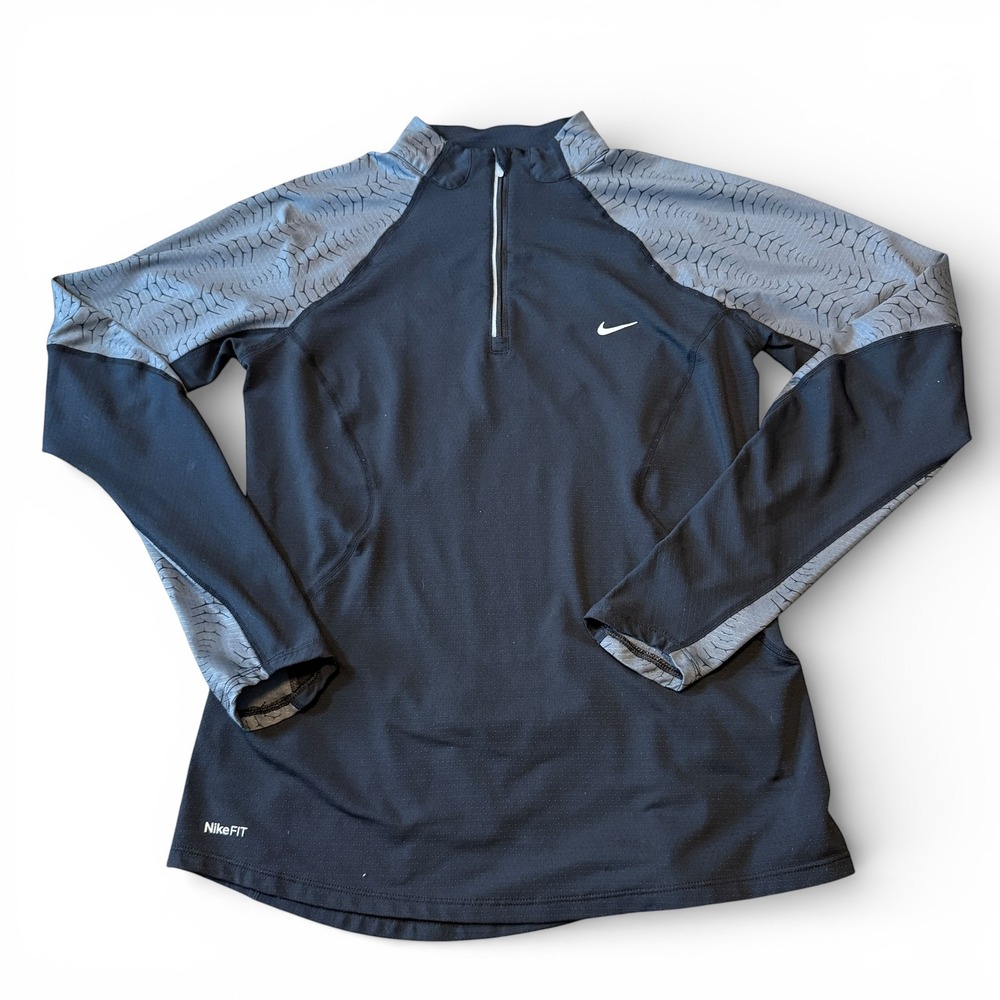 Nike Fit Dry Women's Black Quarter Zip Long Sleeve Athletic Pullover Top M